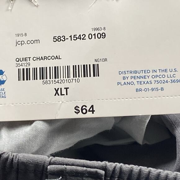 Arizona Jean Co Pants Men's XLT 38x33 Big & Tall Charcoal Gray Skater Flex NEW - Picture 6 of 6